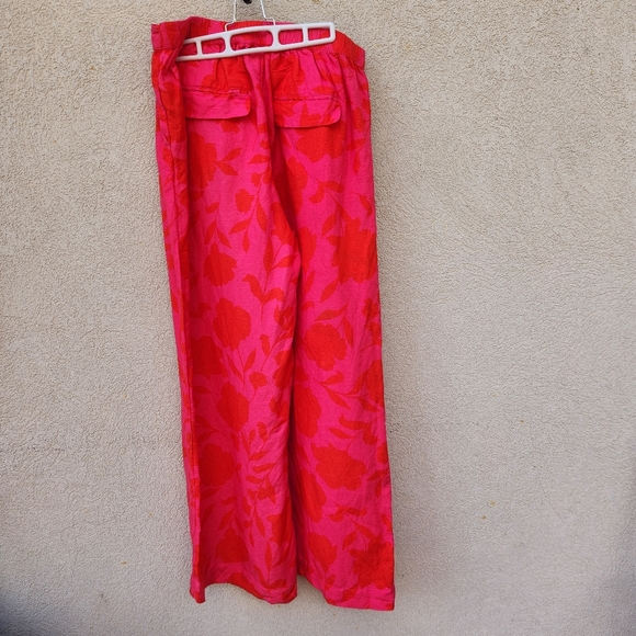 KATE SPADE New York Women's Wide Leg Pants Pink Batik Linen Comfort Boho - Picture 8 of 9